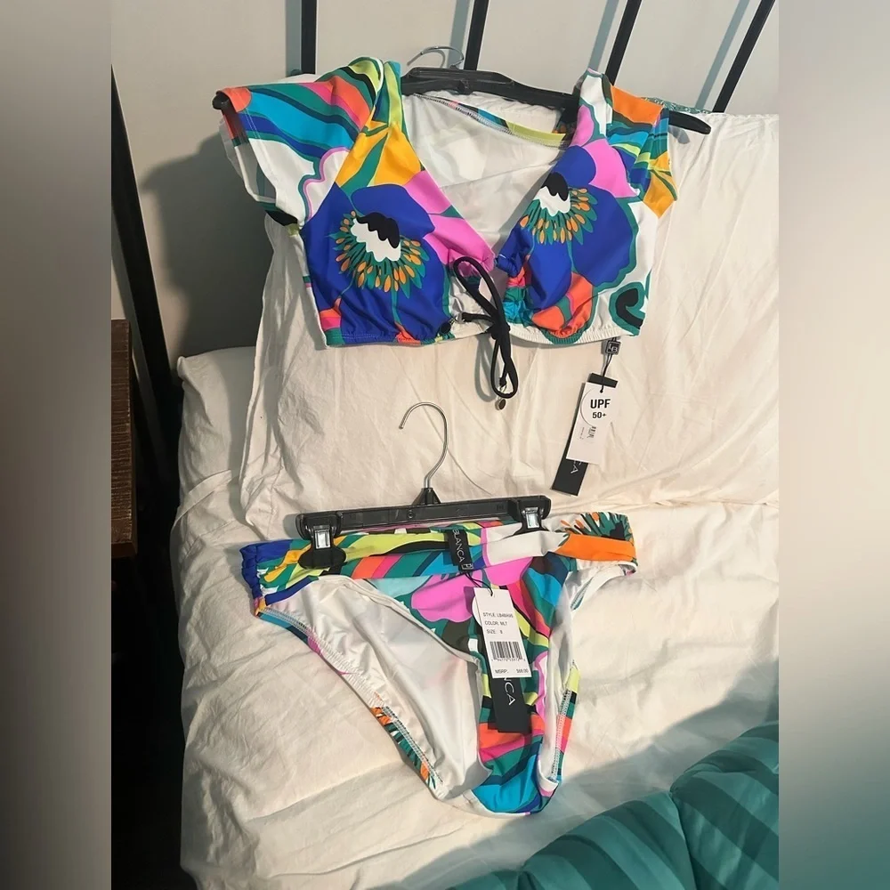 Colorful Floral Women's Bikini Set La Blanca NWT size 8 - Picture 2 of 6